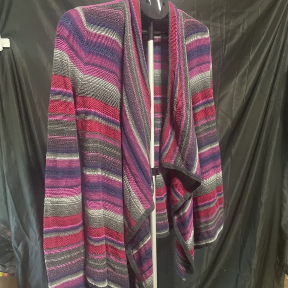 Vintage Lauren Ralph Lauren LRL Linen Blend Striped Open Front Cardigan S - Picture 5 of 6